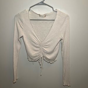 Tan cream cropped long sleeve size XS